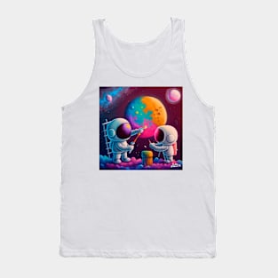 Cute Astronauts Painting The Moon Tank Top